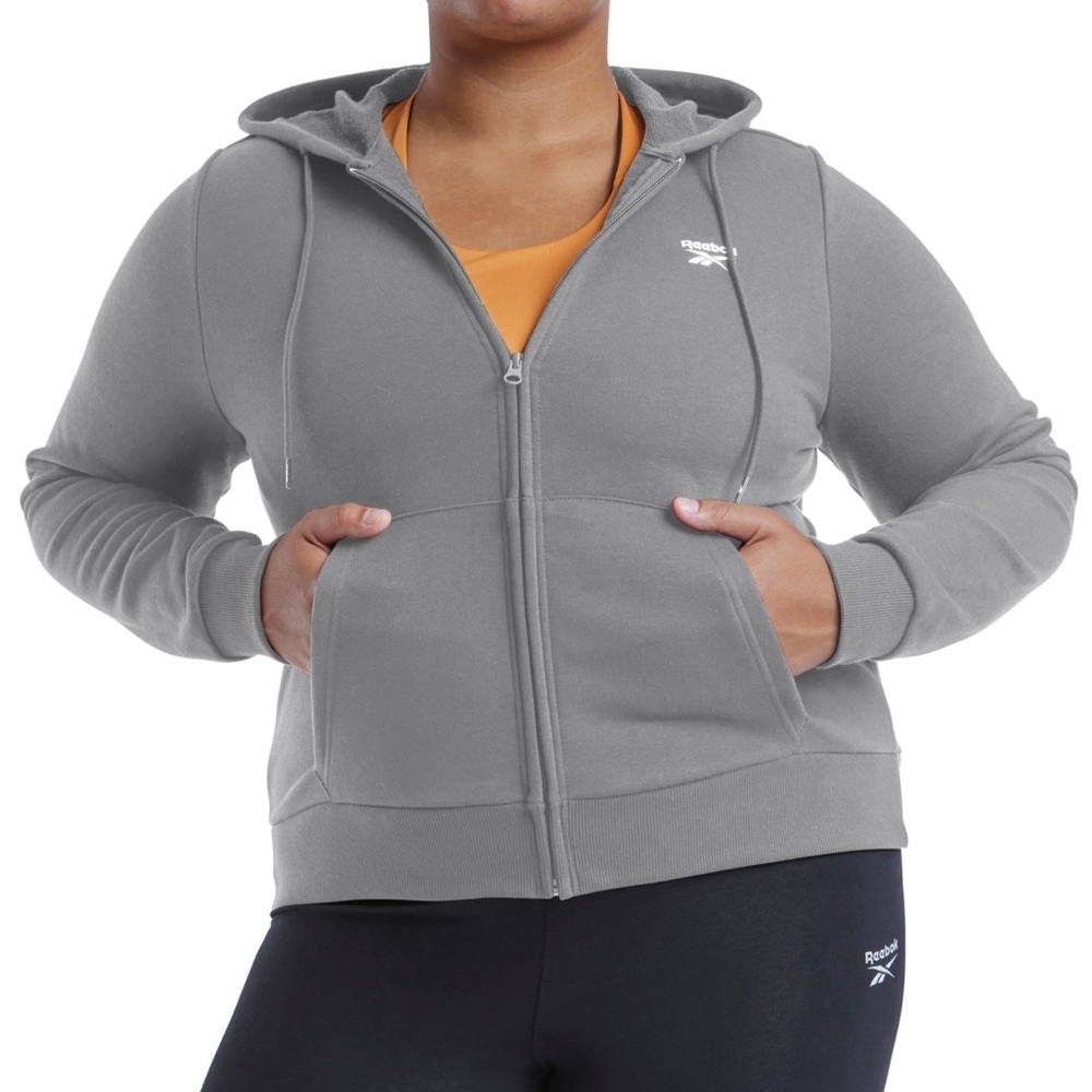 Reebok 2X French Terry Full-Zip Hoodie Heather Gray